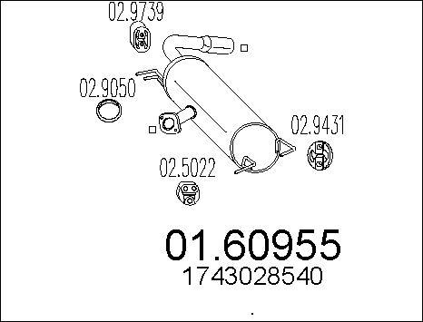 MTS 01.60955 - Глушник вихлопних газів кінцевий autozip.com.ua