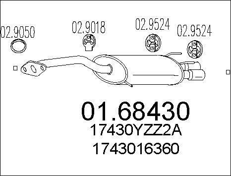 MTS 01.68430 - Глушник вихлопних газів кінцевий autozip.com.ua