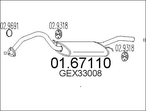 MTS 01.67110 - Глушник вихлопних газів кінцевий autozip.com.ua