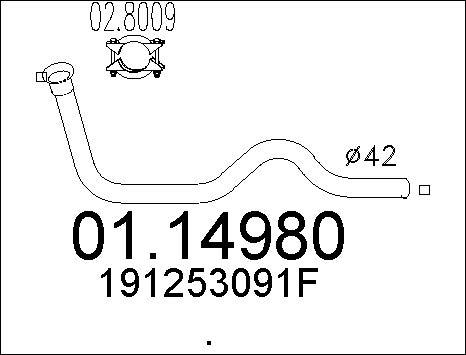 MTS 01.14980 - Труба вихлопного газу autozip.com.ua