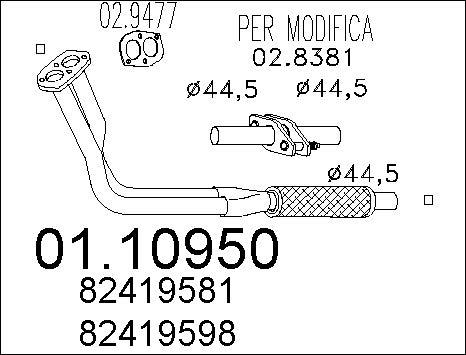 MTS 01.10950 - Труба вихлопного газу autozip.com.ua