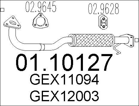 MTS 01.10127 - Труба вихлопного газу autozip.com.ua