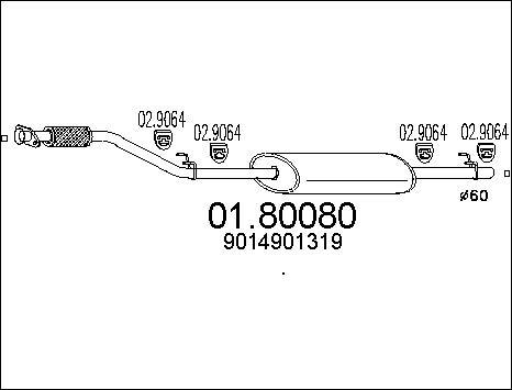 MTS 01.80080 - Середній глушник вихлопних газів autozip.com.ua