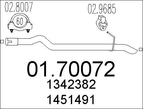 MTS 01.70072 - Труба вихлопного газу autozip.com.ua
