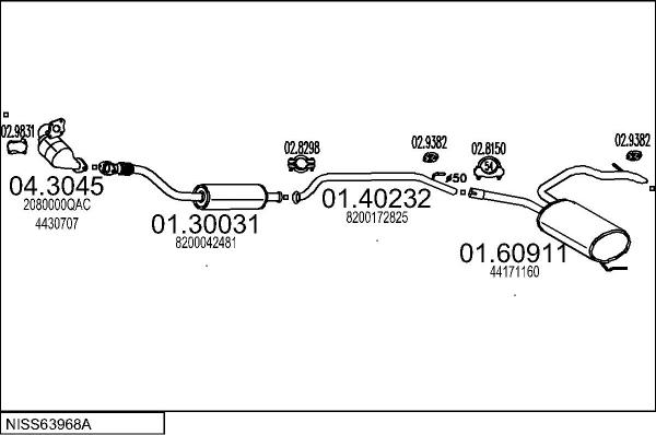 MTS NISS63968A056196 - Система випуску ОГ autozip.com.ua