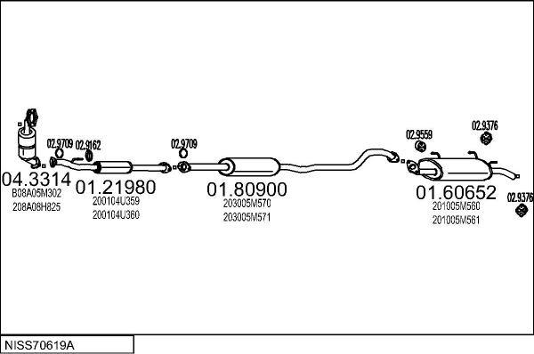 MTS NISS70619A014659 - Система випуску ОГ autozip.com.ua