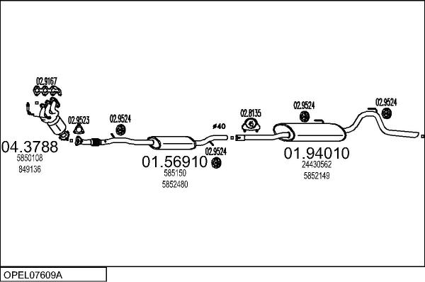 MTS OPEL07609A013994 - Система випуску ОГ autozip.com.ua