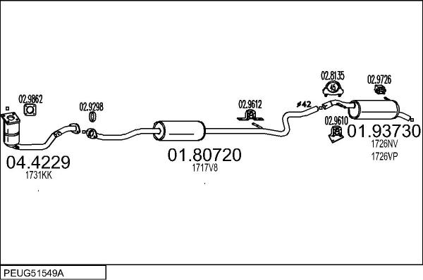 MTS PEUG51549A018993 - Система випуску ОГ autozip.com.ua