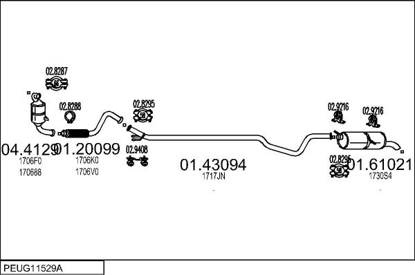 MTS PEUG11529A023382 - Система випуску ОГ autozip.com.ua