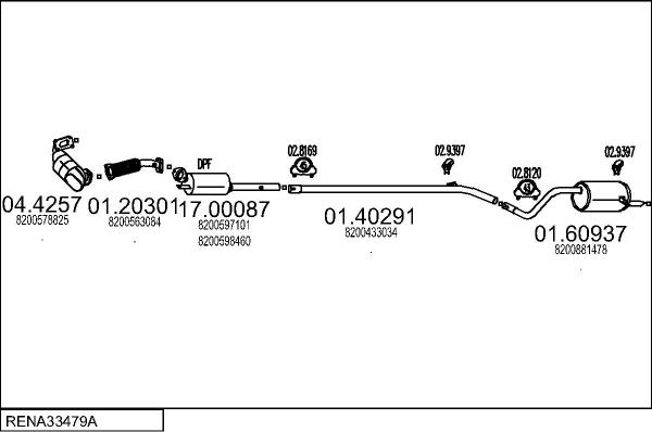 MTS RENA33479A023457 - Система випуску ОГ autozip.com.ua