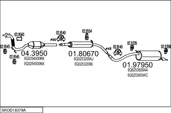 MTS SKOD18379A013363 - Система випуску ОГ autozip.com.ua