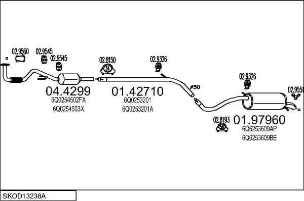 MTS SKOD13238A019228 - Система випуску ОГ autozip.com.ua