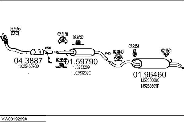 MTS VW0019299A015544 - Система випуску ОГ autozip.com.ua