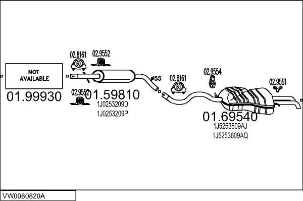 MTS VW0080820A015547 - Система випуску ОГ autozip.com.ua