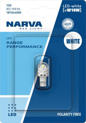 Narva 181644000 - Лампа світлодіодна W16W white LED Range Performance 1.8W W2.1x9.5d вир-во Narva autozip.com.ua