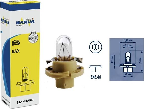 Narva 17048 - Лампа розжарювання, освітлення щитка приладів autozip.com.ua