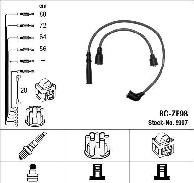 NGK 9907 - Комплект проводів запалювання autozip.com.ua