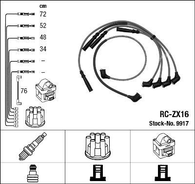 NGK 9917 - Комплект проводів запалювання autozip.com.ua