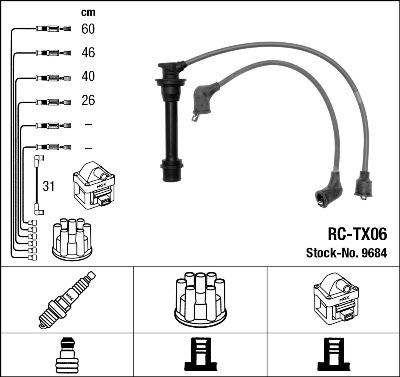 NGK 9684 - Комплект проводів запалювання autozip.com.ua