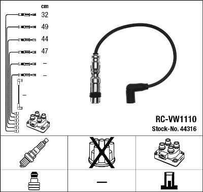NGK 44316 - Комплект проводів запалювання autozip.com.ua