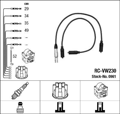 NGK 0961 - Комплект проводів запалювання autozip.com.ua