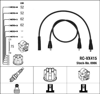 NGK 0986 - Комплект проводів запалювання autozip.com.ua