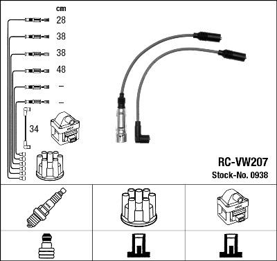 NGK 0938 - Комплект проводів запалювання autozip.com.ua