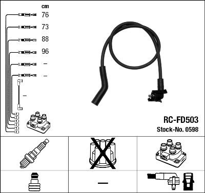 NGK 0598 - Комплект проводів запалювання autozip.com.ua