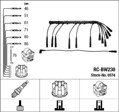 NGK 0574 - Комплект проводів запалювання autozip.com.ua