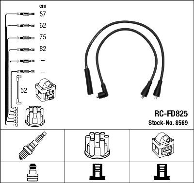 NGK 8569 - 8569 Комплект ізольованих проводів для свічок запалення RC-FD825 autozip.com.ua