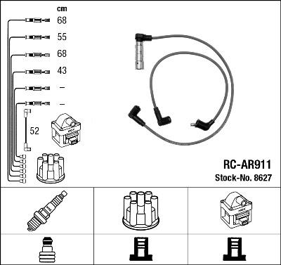 NGK 8627 - Комплект проводів запалювання autozip.com.ua