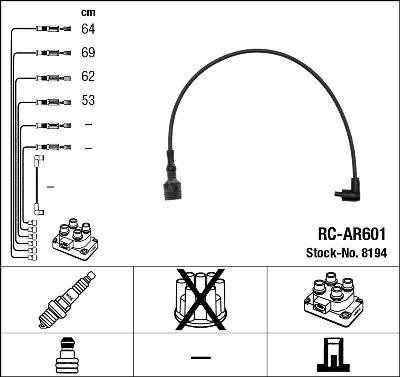 NGK 8194 - Комплект проводів запалювання autozip.com.ua