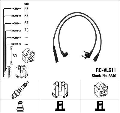 NGK 8840 - Комплект проводів запалювання autozip.com.ua
