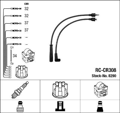 NGK 8290 - Комплект проводів запалювання autozip.com.ua