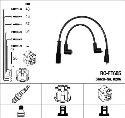 NGK 8206 - Комплект проводів запалювання autozip.com.ua