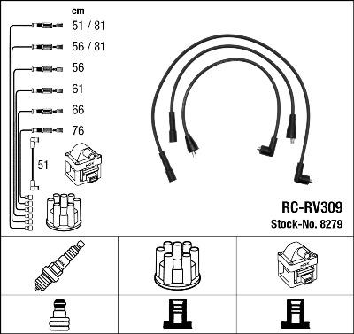 NGK 8279 - Комплект проводів запалювання autozip.com.ua