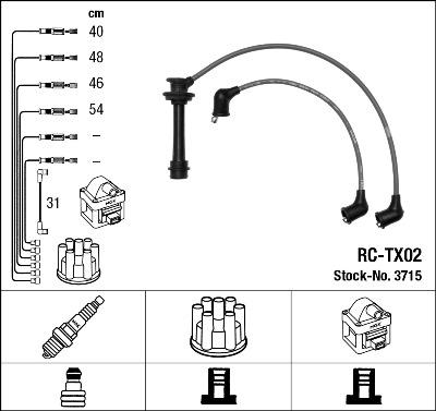 NGK 3715 - Комплект проводів запалювання autozip.com.ua