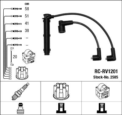 NGK 2585 - Комплект проводів запалювання autozip.com.ua