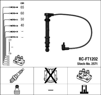 NGK 2571 - 2571 Комплект ізольованих проводів для свічок запалення RC-FT1202 autozip.com.ua
