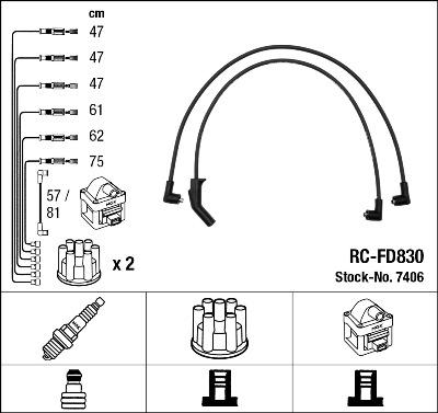 NGK 7406 - Комплект проводів запалювання autozip.com.ua