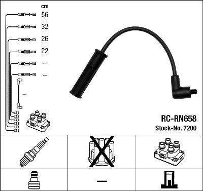 NGK 7200 - Комплект проводів запалювання autozip.com.ua