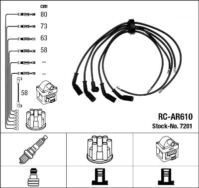 NGK 7201 - Комплект проводів запалювання autozip.com.ua