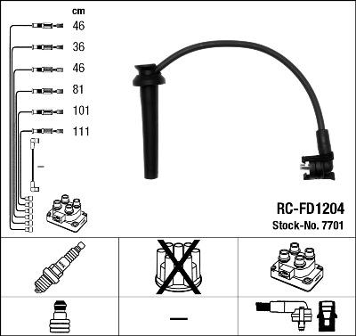 NGK 7701 - Комплект проводів запалювання autozip.com.ua