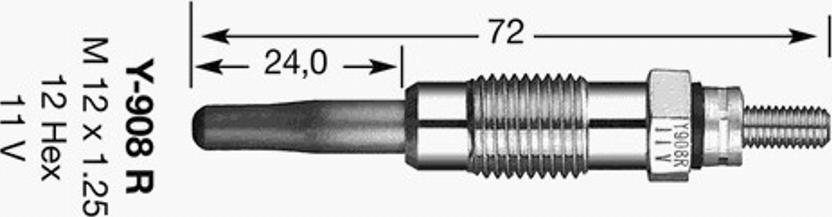 NGK Y-908R - Свічка розжарювання autozip.com.ua