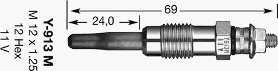 NGK Y-913M - Свічка розжарювання autozip.com.ua