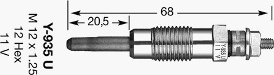 NGK Y-935U - Свічка розжарювання autozip.com.ua