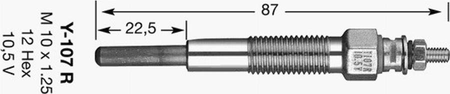 NGK Y 107 R - Свічка розжарювання autozip.com.ua