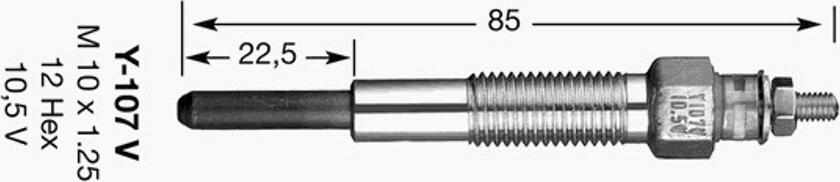 NGK Y-107V - Свічка розжарювання autozip.com.ua