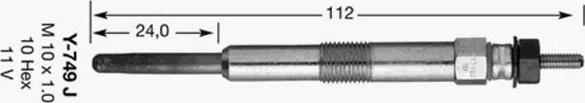 NGK Y 749 J - Свічка розжарювання autozip.com.ua