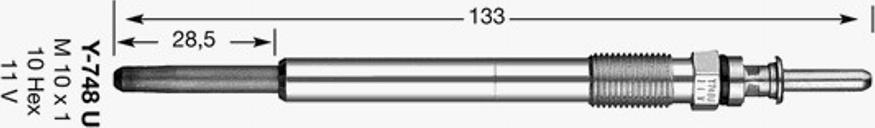 NGK Y-748U - Свічка розжарювання autozip.com.ua